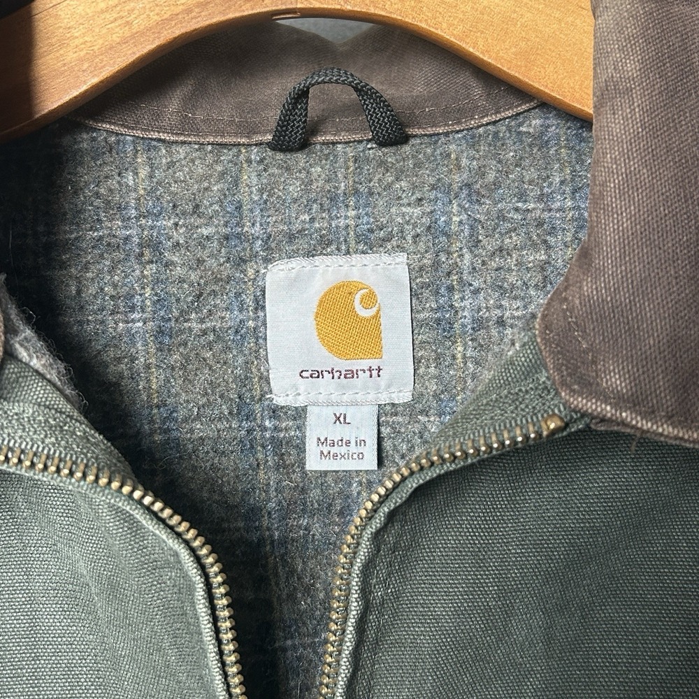 Vtg Carhartt Detroit Jacket J97 MOS Moss Green Blanket Lined Mens XL - Picture 4 of 10